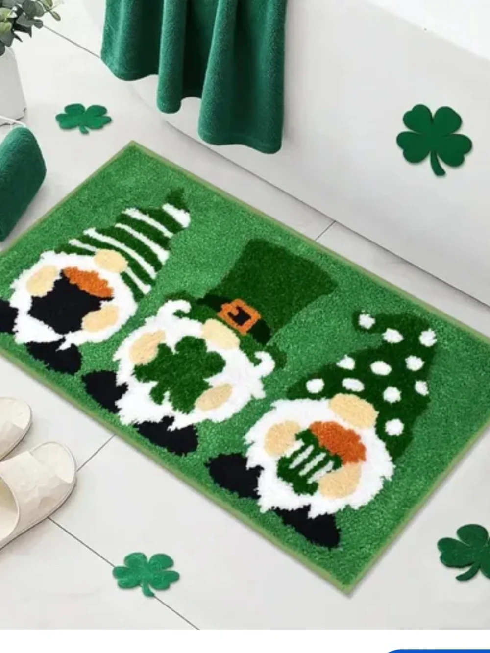 Vanleonet St Patricks Day Rug, Gnome Decorations St Patricks Day Mat for Bathroo